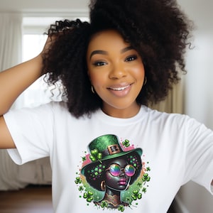 Black Girl St Patrick&#39;s Day Tee: Shamrock Irish T-Shirt