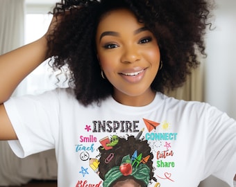Afro Teacher Shirt: Back To School Gift, Teacher Affirmation Tee