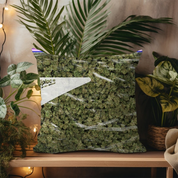 Sac ziploc 420, Oreiller de chambre à coucher, Décoration d'intérieur, Coussin décoratif, Cadeau unique, Cadeau pour lui, Oreiller esthétique, Oreiller pour marijuana