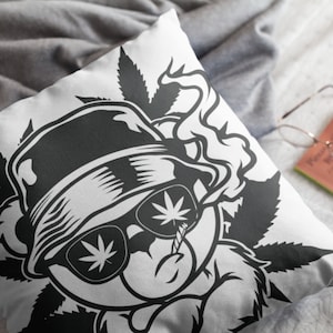 Rasta Bear, Bedroom Pillow, Home Decor, Throw Pillow, Unique Gift, Gift For Him, Aesthetic Pillow, Marijuana Pillow