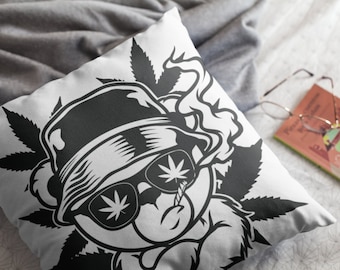 Coussin décoratif en forme d'ours rasta : décoration d'intérieur fantaisie