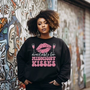 Available For Midnight Kisses, Happy New Year Shirt, 2024 Shirt, New Years Party Gift, Holiday Shirt, Cheers To New Year