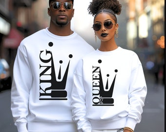 King and Queen Matching Couple Sweatshirt: Valentine's Gift