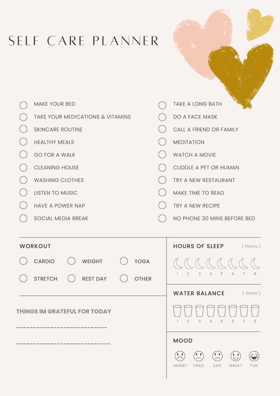 Daily Self Care Planner - Etsy