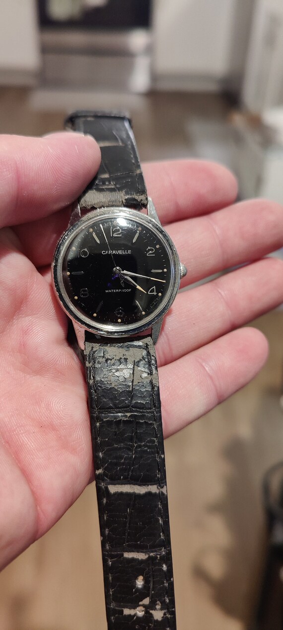 Manual Wind 1960s Black Dial Caravelle by Bulova Gem