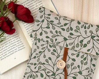 Protège-livre Leaves - Pochette ajustable pour livre de botanique, porte-livre blanc | Cadeau pour amoureux des livres, Custodia portalibro in stoffa | MARQUE-PAGES GRATUIT !