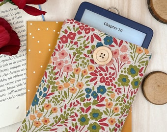 Flowery Kindle sleeve - Botanical Kindle cover, colorful Kindle pouch| Book lover gift, Ereader case