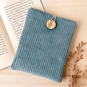 Étui pour Kindle en velours bleu, Étui pour Kindle en pois jaunes, Pochette rembourrée pour Kindle, Étui pour liseuse, Un étui rembourré doux pour votre liseuse