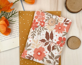 Orange flowers Kindle sleeve - Botanical Kindle cover, orange Kindle pouch| Book lover gift, Ereader case