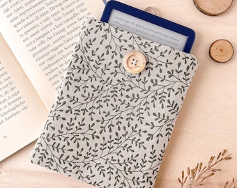 Leaf Print Kindle Sleeve: Cotton Ereader Cover