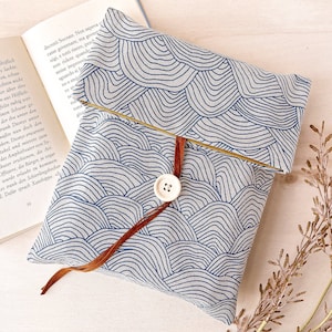 Protège-livre vagues bleues - Pochette Sea, cartable bleu | Cadeau pour amoureux des livres, Custodia portalibro in stoffa avec signet gratuit