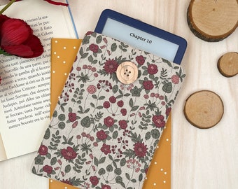 Pink flower Kindle sleeve - Floral Kindle cover, botanical Kindle pouch | Book lover gift, Ereader case