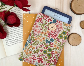 Flowery Kindle sleeve - Botanical Kindle cover, colorful Kindle pouch| Book lover gift, Ereader case