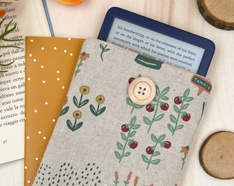 Cottagecore Kindle sleeve - Vegetables kindle cover, Botanical Kindle pouch |Book lover gift, Ereader case