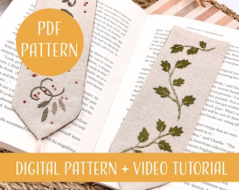 Embroidered bookmark template A easy and step by-step tutorial to sew and embroider your own bookmarks! Pdf pattern with videos included