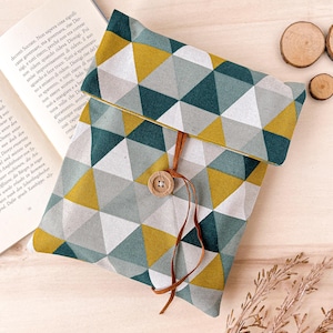Protège-livre géométrique - Pochette triangles, Cartable réglable | Cadeau pour amoureux des livres, Custodia per libri in stoffa avec signet gratuit