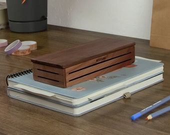 3Line Horizontal Pen Holder with Cover - Walnut - WOODSAKA