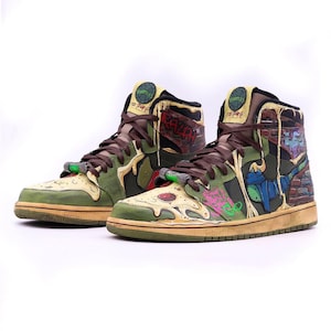 Custom Handpainted Sneakers Gift, Custom Handpainted Donnie, Ralph, Leo, and Mikey Cartoon Caracter Inspired,Custom Personalized Sneakers.