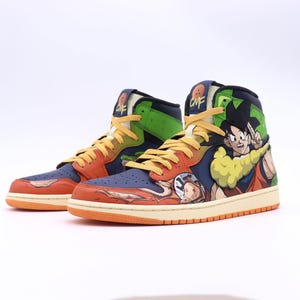 Custom Handpainted Sneakers Gift, Custom Handpainted Anime Cartoon Goku Character Inspired,Custom Personalized Sneakers, Halloween Sneakers