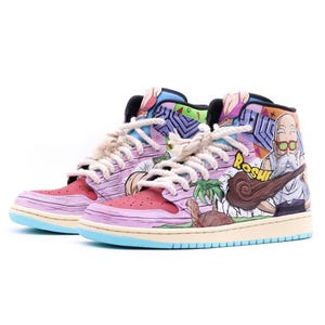 Custom Handpainted Sneakers Gift, Custom Handpainted Master Roshi Dragon Ball Cartoon Character Inspired,Custom Personalized Sneakers