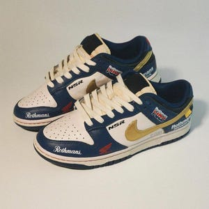 Custom Handpainted Sneakers for Gift, Custom Handpainted NSR250 &quot;Rothmans&quot; Racer Inspired, Custom Personalized Sneakers , Valentine Sneakers