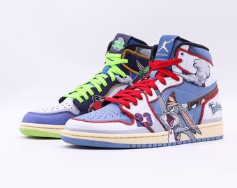 Custom Handpainted Tunesquad Sneakers: Personalized Cartoon High Tops