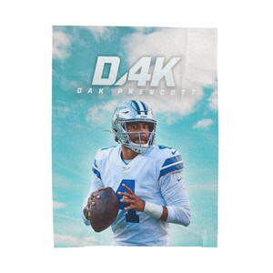 Dak Prescott Velveteen Plush Blanket | Gifts for Cowboys Fans | Gifts for Dallas Cowboys Fans | Gifts For Him | Gifts for Her