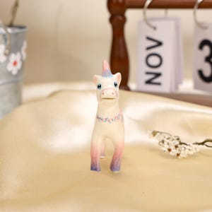 Handmade Ceramic Unicorn Cake Candle Holder - Cute Unicorn with Pastel Party Hat, Unique Cake Topper for Birthdays and Special Occasions image 5
