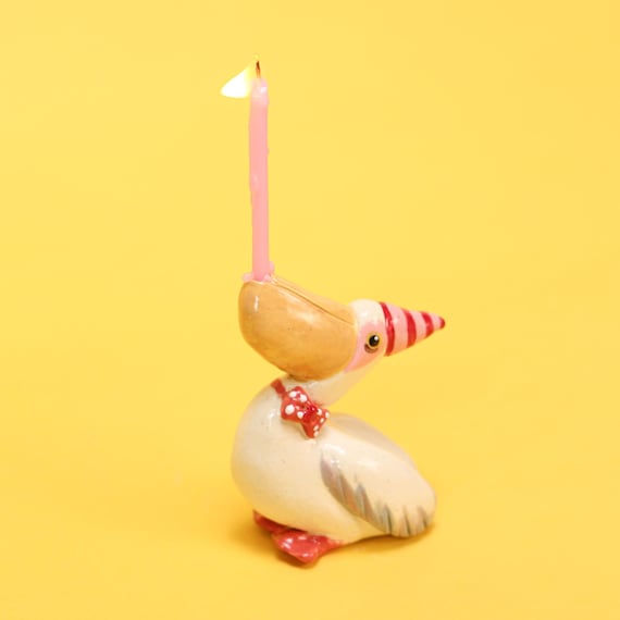 Ceramic Pelican Candle Holder Handmade Quirky Home Decor Colorful Beach Style Fun Birthday Decor Unique Wedding Gift Playful Gift Idea Ideal