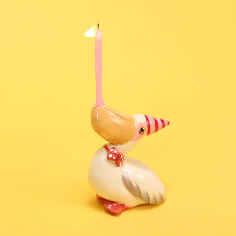 Ceramic Pelican Candle Holder Handmade Quirky Home Decor Colorful Beach Style Fun Birthday Decor Unique Wedding Gift Playful Gift Idea Ideal