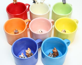 350ML Individueller Haustierbecher Niedliches Haustier im Becher Personalisiert - Handgefertigter Keramik Peekaboo Becher - Individueller Katzen- & Hundebecher -Geschenk für Tierliebhaber
