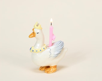 Elegante Crown Queen Keramische Gans Taarttoppers Handgeschilderde Verjaardag Kaarshouder Handgemaakte Porseleinen Beeldjes Camp Hollow Leuke Party Decor