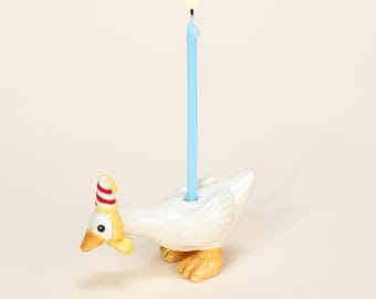 Feesthoed Keramische Gans Taarttopper Handgemaakte Porseleinen Beeldje Kamp Holle Verjaardag Kandelaar Leuke Feestdecoratie Collectible Gift