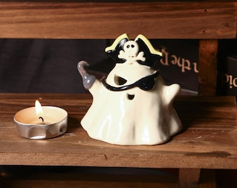 Skurril Piraten Geist Keramik Dekor Figur Teelichthalter Weihrauch Brenner handgemachte niedliche Halloween Aromatherapie Diffusor Tischdekoration