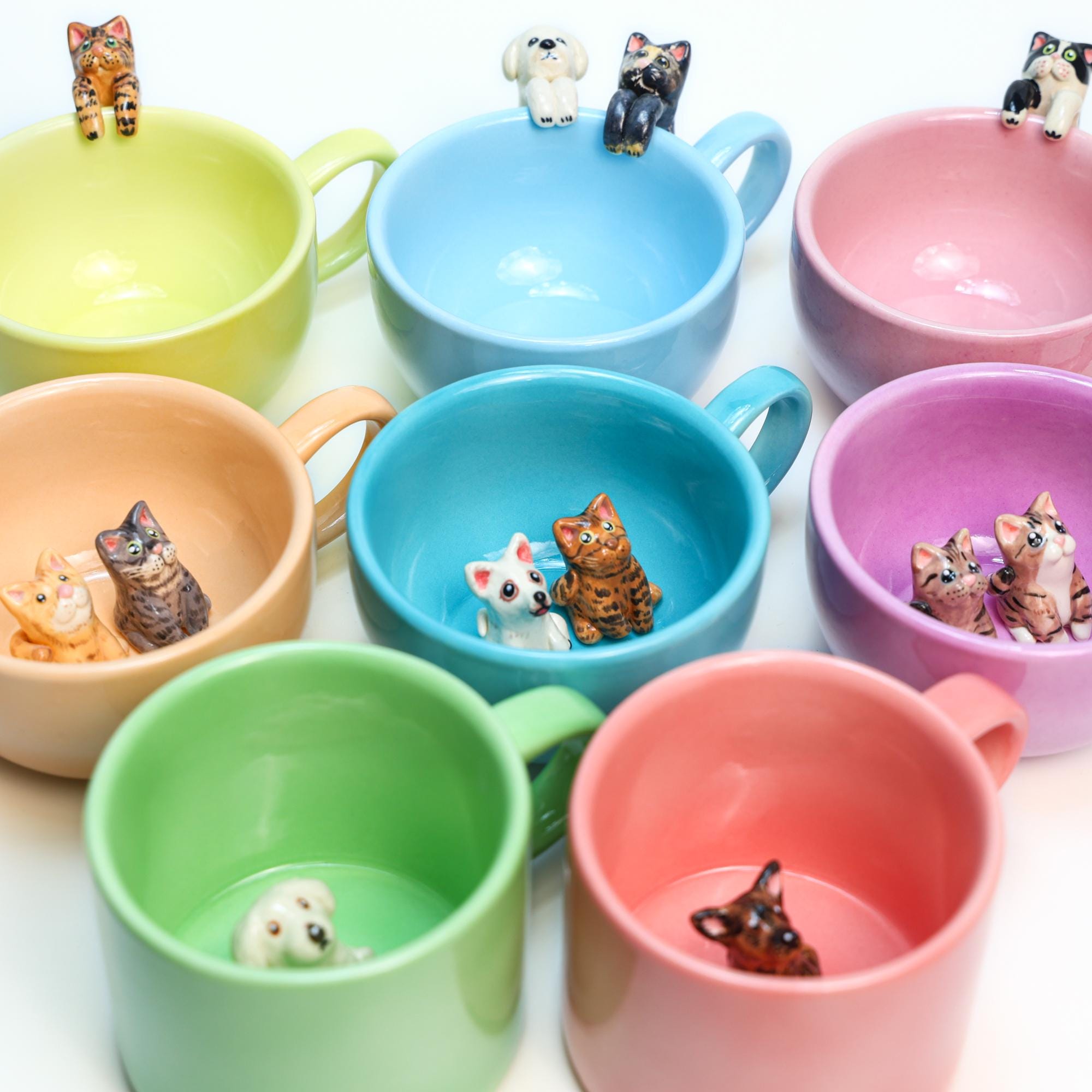 Personalisierte Haustier Tasse - Benutzerdefinierte Keramik Peekaboo-Becher Verstecktes Tier - Benutzerdefinierte Hund & Katze Becher - Handgemachtes Geschenk für Tierliebhaber Einzigartiges Geburtstagsgeschenk