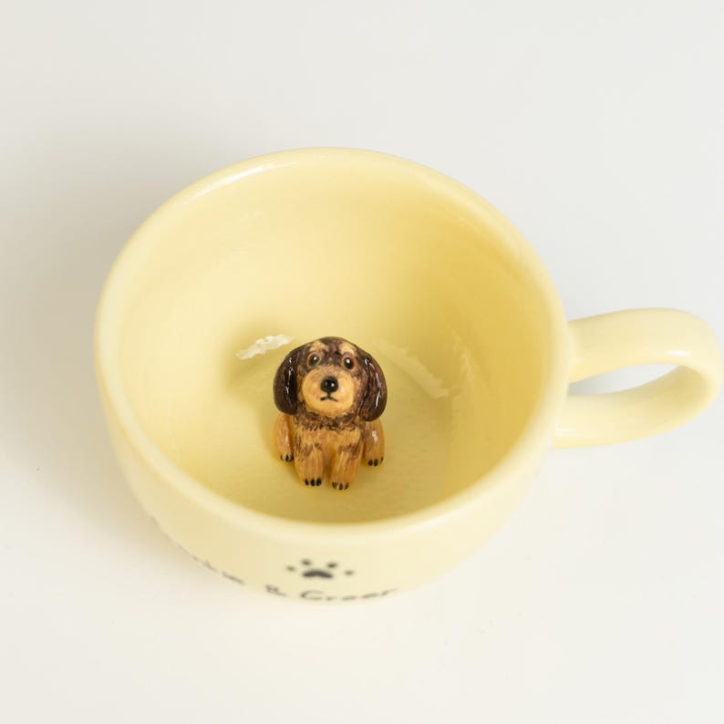 Anpassad keramisk mugg för husdjur Personlig handgjord hundmugg Anpassad färg Gåva för husdjursälskare Specialkaffemugg för katt Handmålad Tittut-espressomugg Creamy Yellow