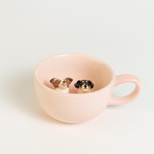 Anpassad keramisk mugg för husdjur Personlig handgjord hundmugg Anpassad färg Gåva för husdjursälskare Specialkaffemugg för katt Handmålad Tittut-espressomugg Pink