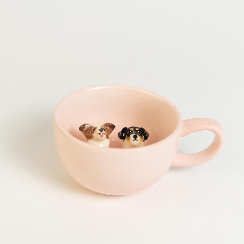 Anpassad keramisk mugg för husdjur Personlig handgjord hundmugg Anpassad färg Gåva för husdjursälskare Specialkaffemugg för katt Handmålad Tittut-espressomugg Pink