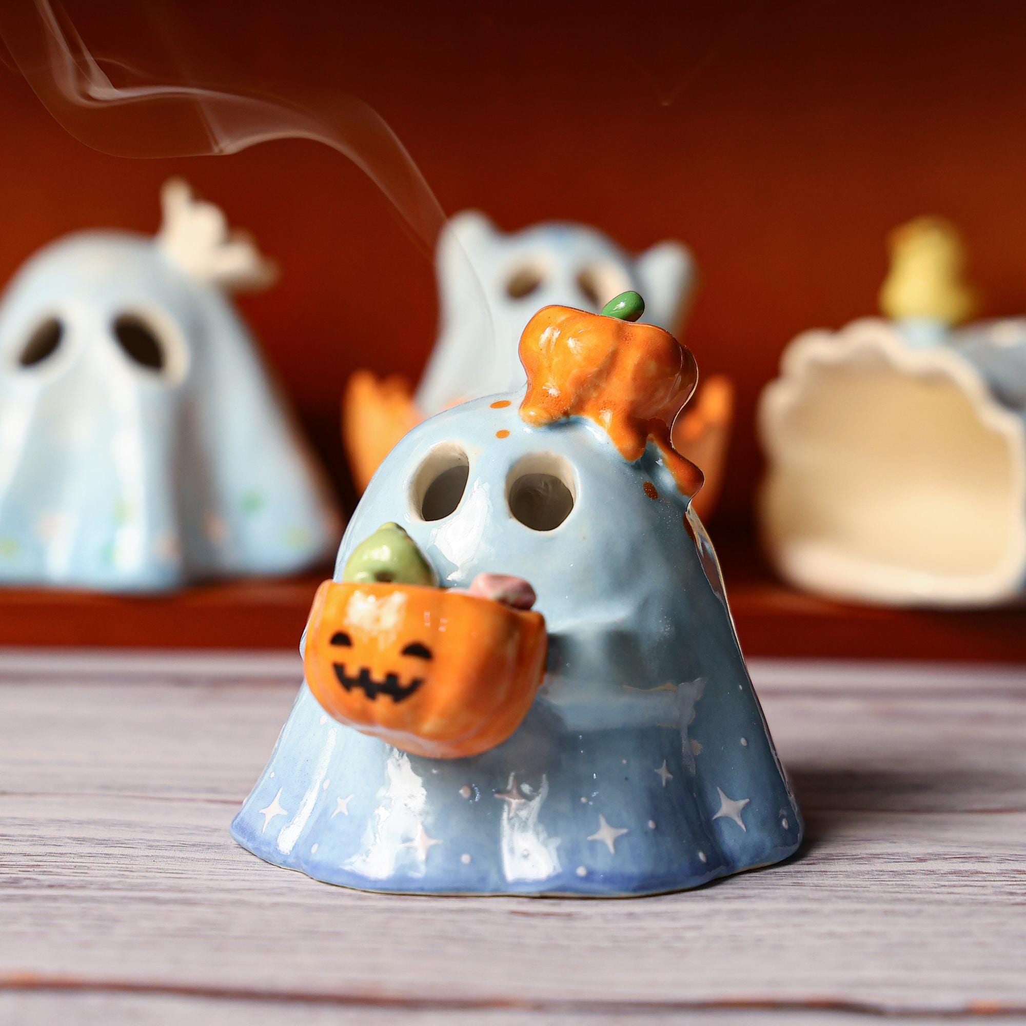 Bougeoir halloween citrouille en céramique vintage