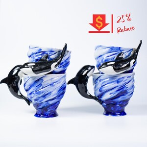Orca Sky Blue Ceramic Mugs | Handmade Whale Mugs | Pottery Mug | Oceanic Gift | Lowest Price | Gift for her for mom | Housewarming