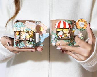 Custom Pet House Mug Personalized Cute Memorial Cat Dog Ceramic Handmade Flower Cofffee Cup Birthday gift for Pet Lover Tea Cup Fairycore