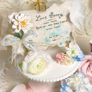 Porte-anneaux fleur personnalisé cadeau fête des mères Floral personnalisé fleur de naissance bijoux plat parfait demoiselle d'honneur dessous de verre fait main en céramique cartes postales