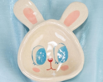 Bunny Charm Saucenteller | Niedlicher Kaninchen-Ring-Halter | Handgefertigtes Tablett für Schlüssel, Bonbons, Halsketten, etc | Geschenk für Sie