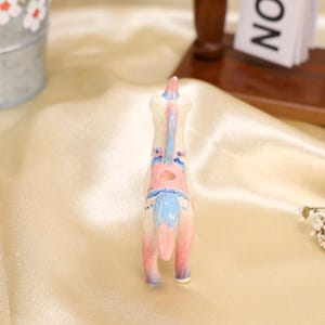 Handmade Ceramic Unicorn Cake Candle Holder - Cute Unicorn with Pastel Party Hat, Unique Cake Topper for Birthdays and Special Occasions image 7