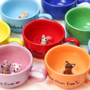 Custom Pet Ceramic Mug Personalized Handmade Pure Color Dog Mug Handmade Pet Lover Gift Special Coffee Cat Mug Peekaboo Espresso Mug Y2K
