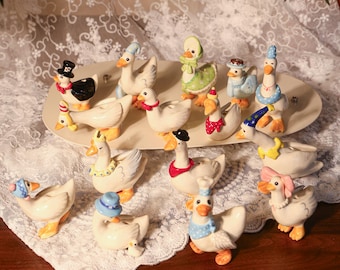 Handgemachte Gänsefamilie Kuchen Toppers Handgemachte entzückende keramische Geburtstagskerzenhalter Tier-Themed Party bunte Figur nettes Geschenk