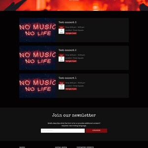 May include: A website for a band called Chillipepper. The website features a black background with red text and images. The website includes information about the band, their upcoming events, and a newsletter signup form.