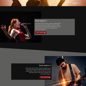 May include: A website for a band called Chillipepper. The website features a photo of the band members on stage, with a section for each member that includes their name, a photo, and a brief bio. The website also includes links to the band's social media pages, music, and merchandise.