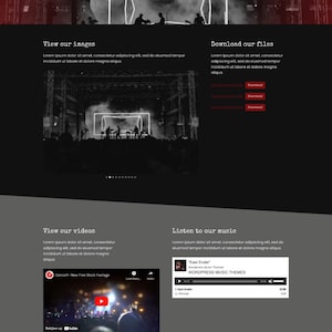 May include: A website screenshot for a band called Chillipepper. The website features a black and white image of the band performing on stage. The website also includes links to the band's music, videos, and social media pages. The text "Electronic Press Kit" is displayed in a white box on the top of the page.