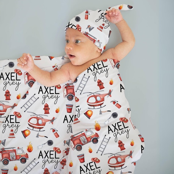 Personalized Fire Truck Baby Swaddle Fireman Baby Shower Gift Photo Prop for Newborn Custom Baby Firetruck Swaddle Firefighter Baby Blanket Etsy